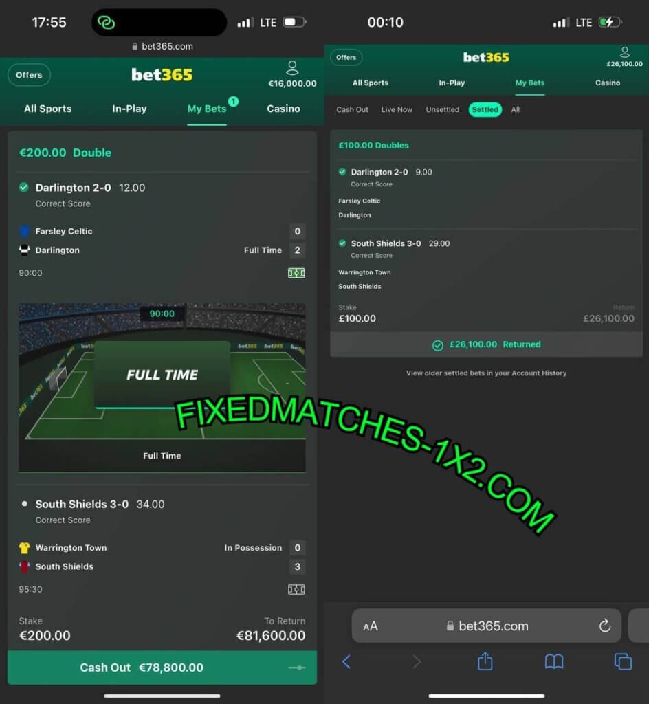 BET365 FIXED MATCHES 1X2