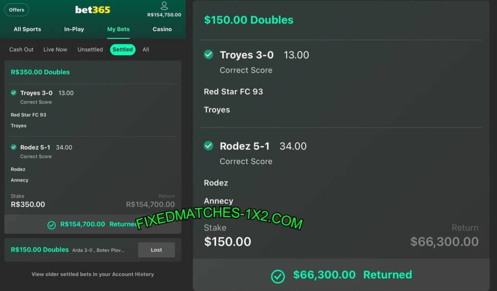 BET365 FIXED MATCHES 1X2