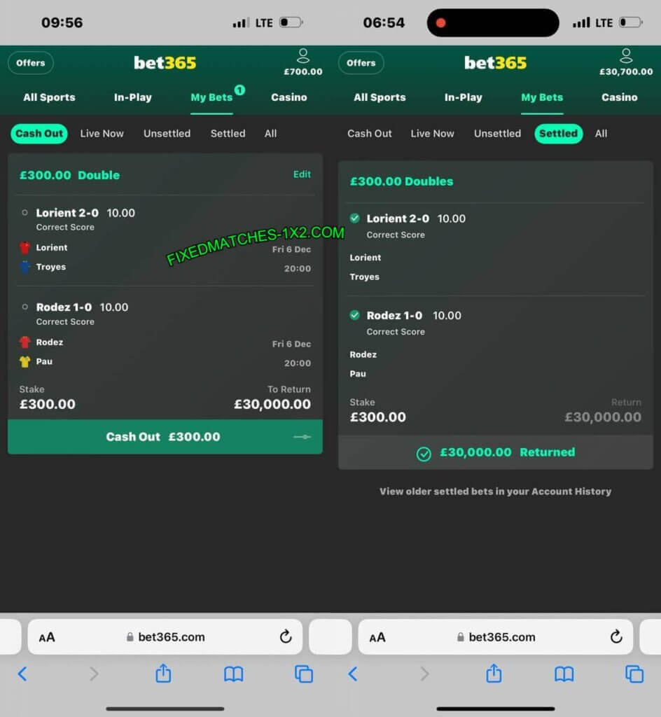 FIXED MATCHES 1X2 BET365