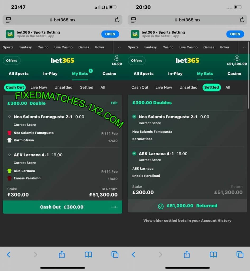 FIXED MATCHES 1X2 TIPS CORRECT BETS