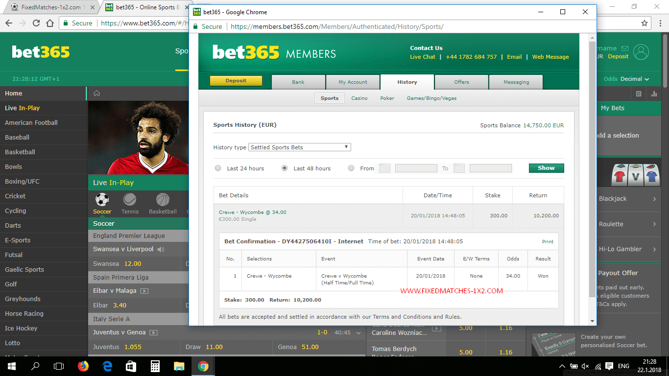 FIXED MATCHES PROOF BET365 REAL