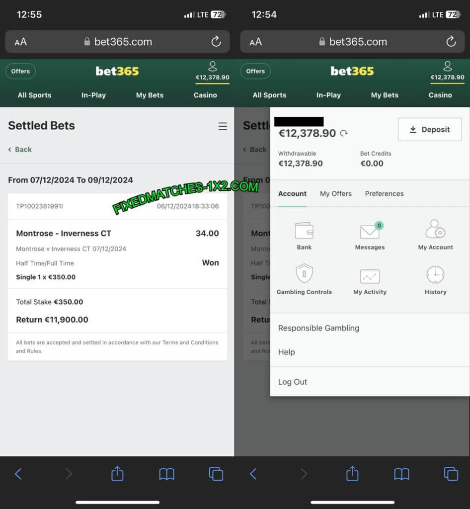 MANIPULATED FIXED BETS BET365 1X2