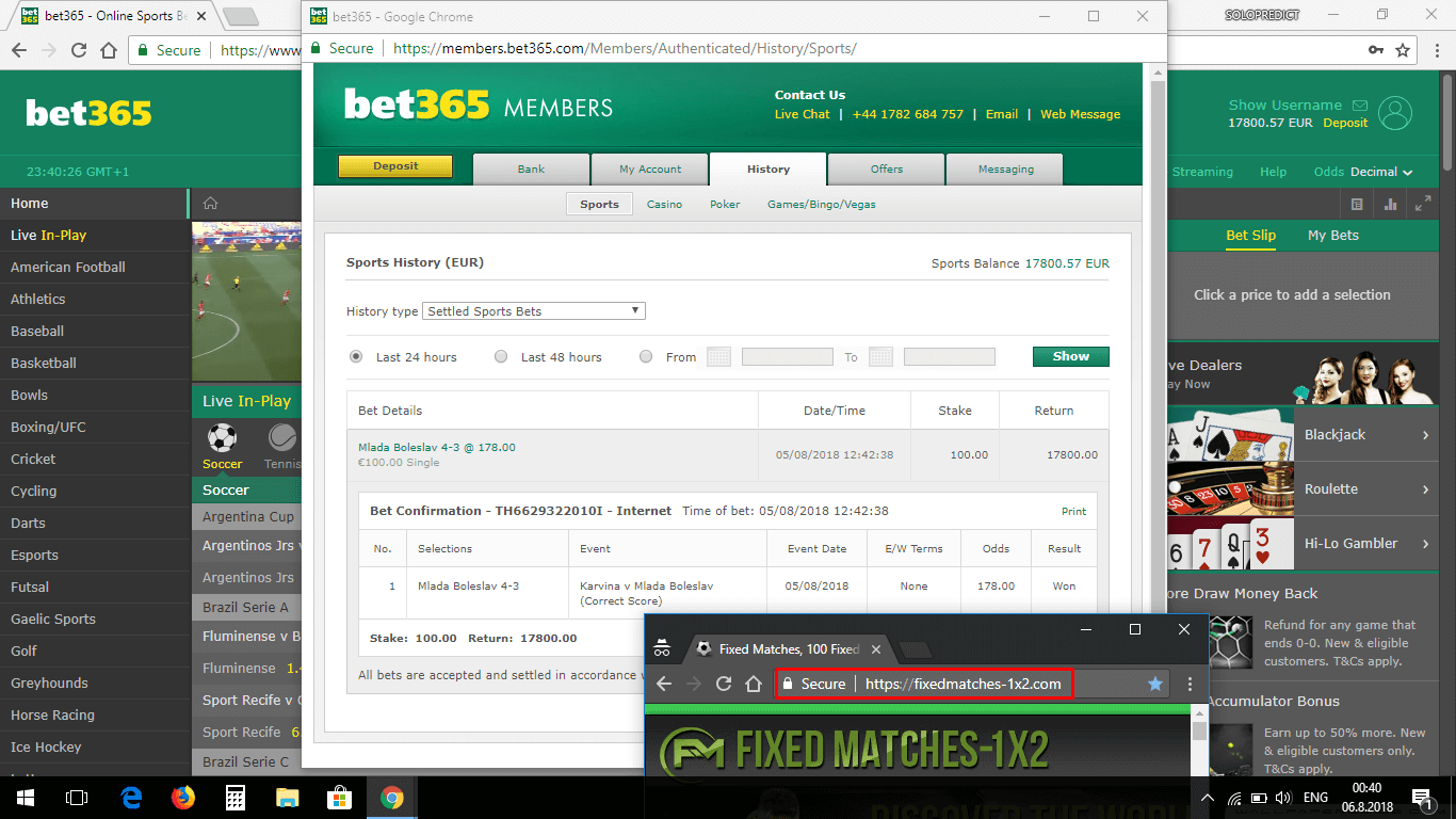 fixed matches 1x2 proof correct score