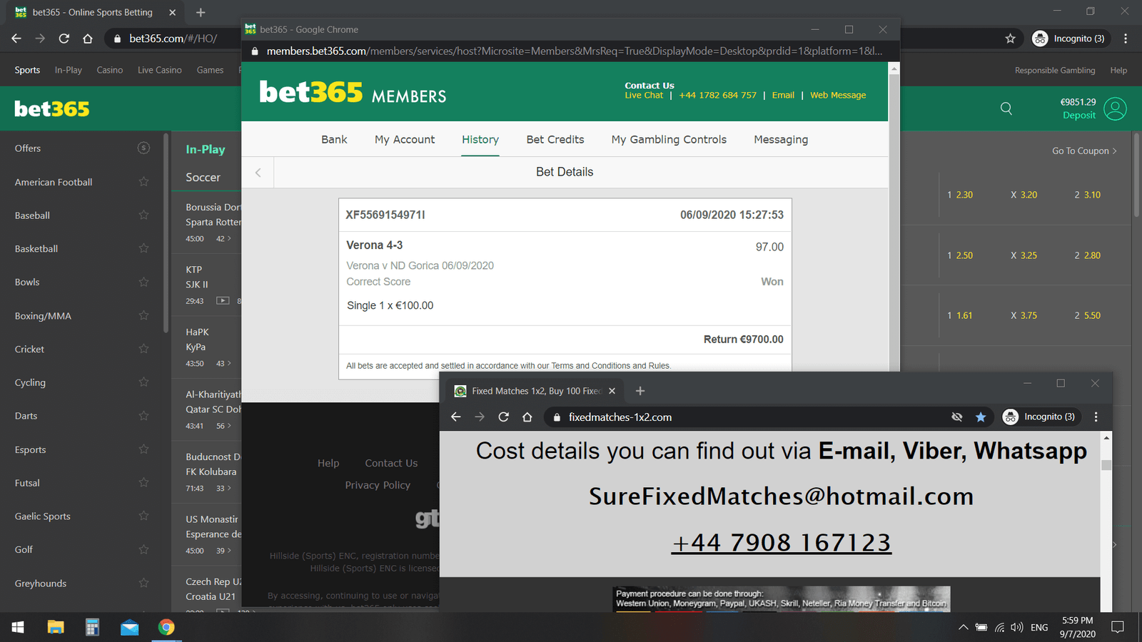 fixed matches correct score won 06 09