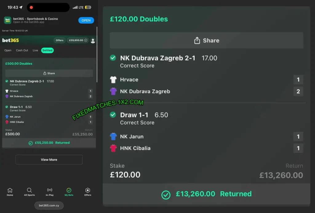 BET365 CORRECT SCORE MATCHES