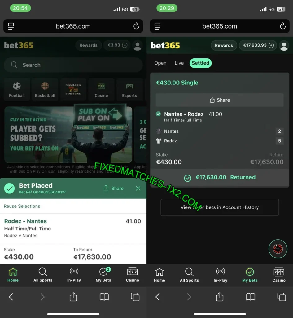 BET365 FIXED MATCHES 1X2 BET365 FIXED MATCHES 1X2