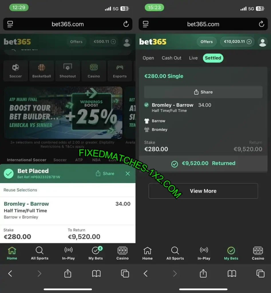 BET365 FIXED MATCHES 1X2 PICKS BET365 FIXED MATCHES 1X2 PICKS