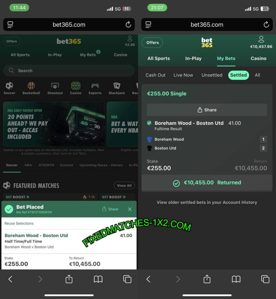 BET365 HTFT FIXED MATCH 1X2 BET365 HTFT FIXED MATCH 1X2