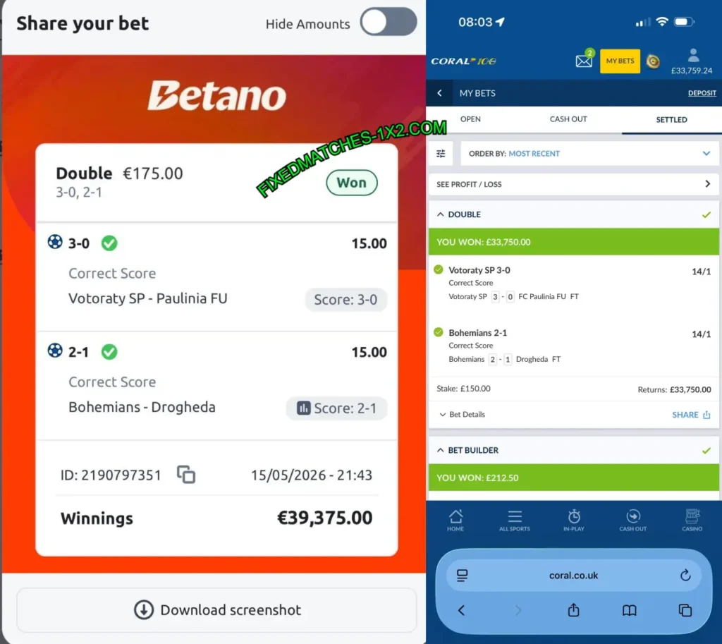 CORAL CORRECT SCORE FIXED MATCHES CORAL CORRECT SCORE FIXED MATCHES