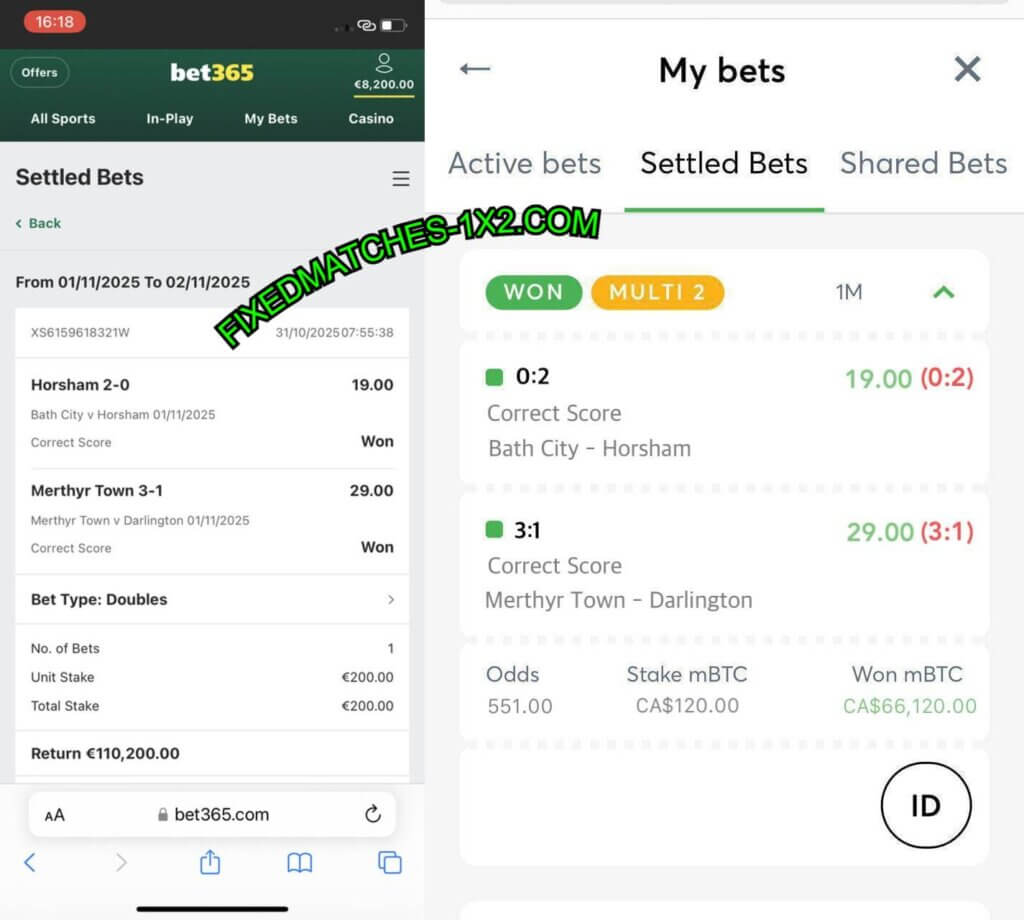 BET365 FIXED CORRECT SCORE TIPS