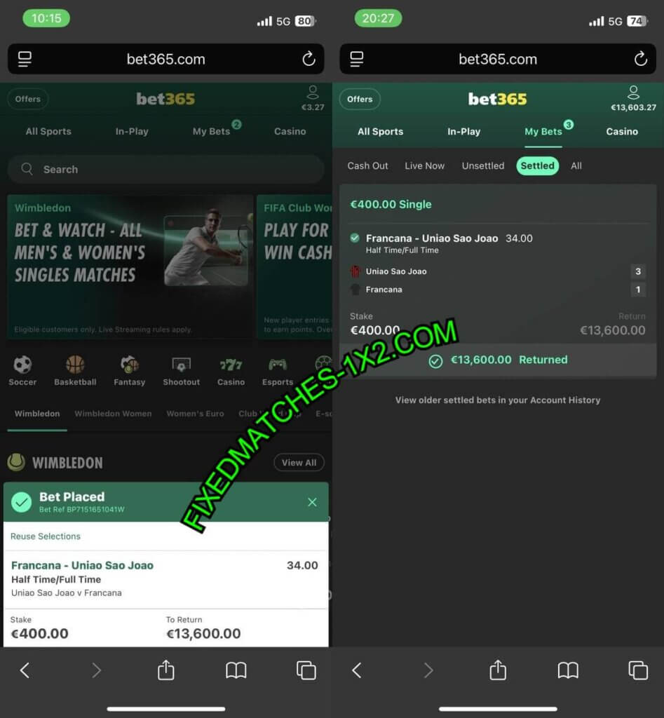BET365 FIXED GAMES 1X2