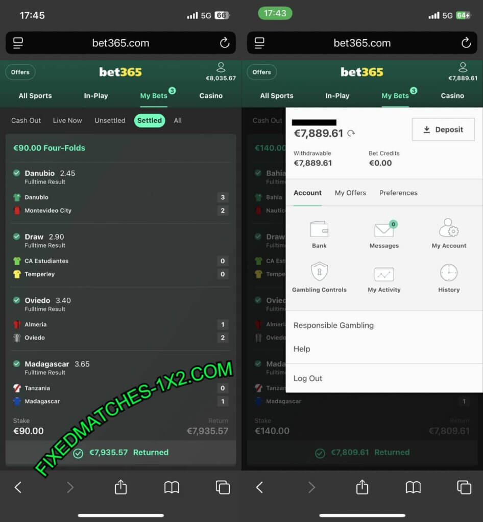 BET365 FIXED MATCHES 1X2 TIPS