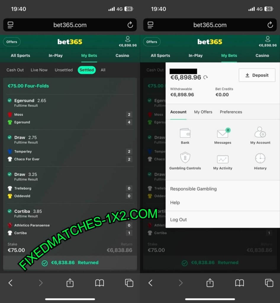 BET365 FIXED MATCHES TIPS 1X2