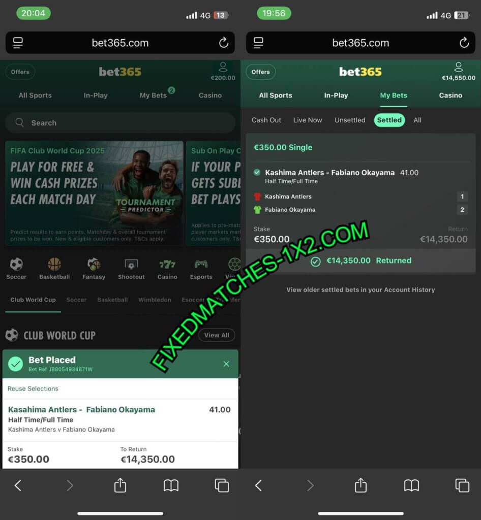 BET365 FIXED MATCHES TIPS 1X2