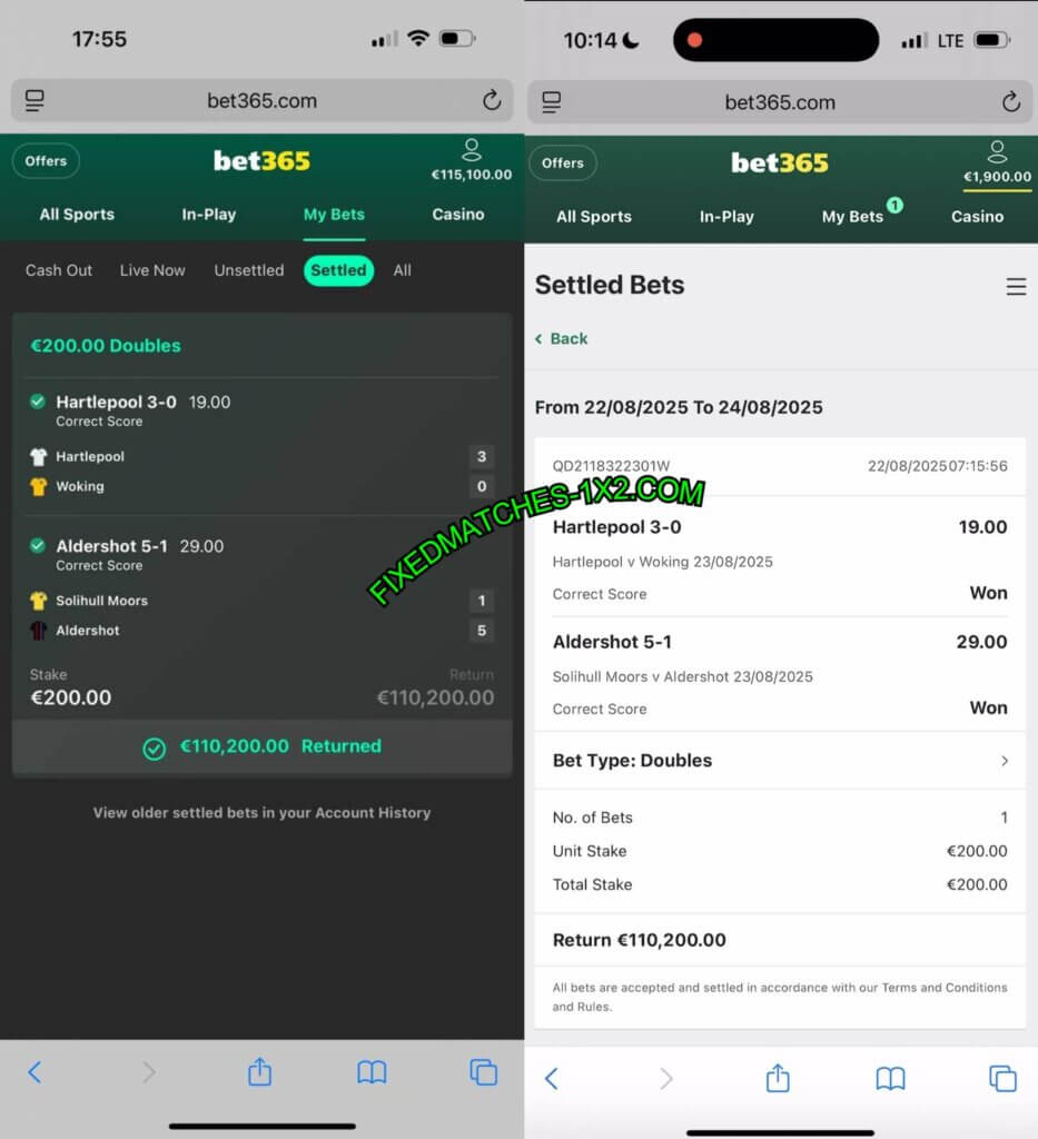 BET365 FOOTBALL SURE FIXED MATCHES TIPS