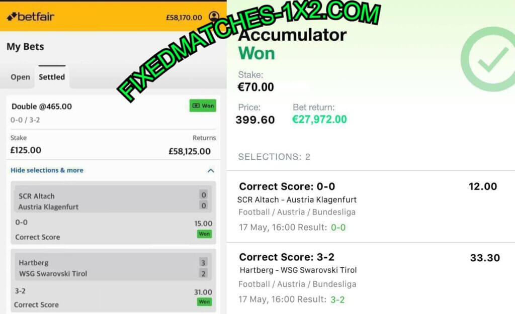 BETFAIR CORRECT SCORE FIXED MATCHES TIPS