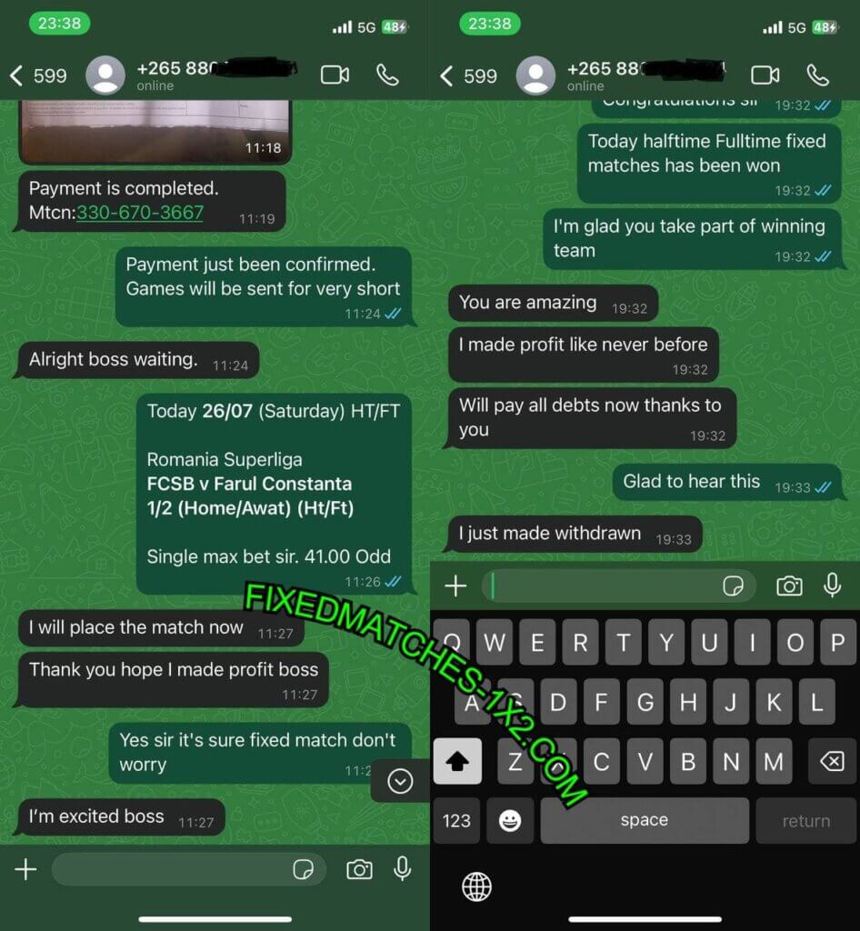 FIXED MATCHES TIPS 1X2 ON WHATSAPP