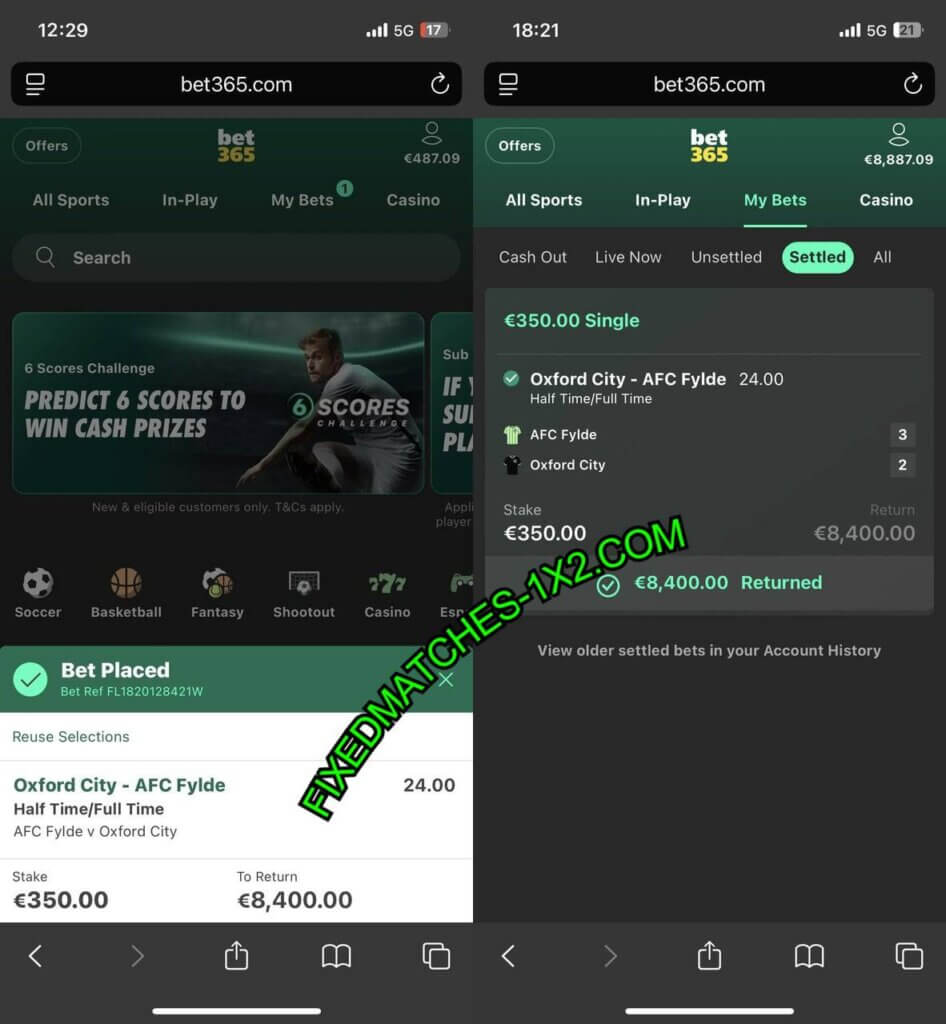 MANIPULATED HALFTIME FULLTIME BETS