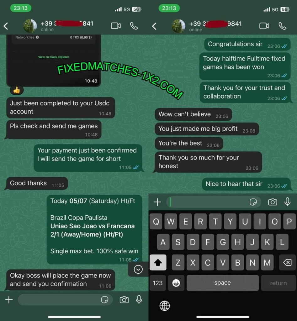MANIPULATED TELEGRAM FIXED MATCHES 1X2