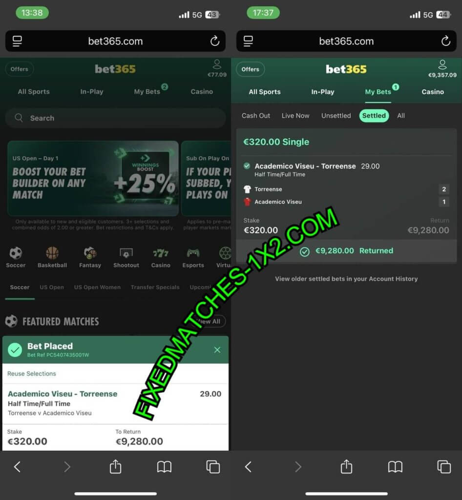 Manipulated Fixed Matches Ht Ft 1x2