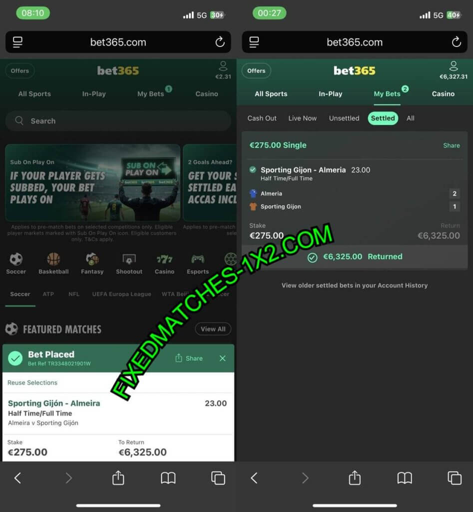 SAFE FIXED MATCHES HTFT TIPS 21 12