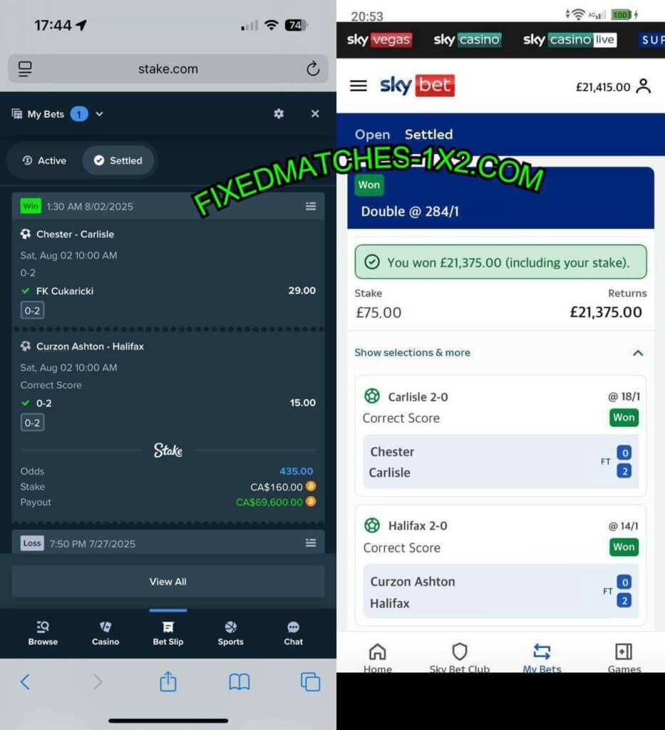 SKYBET CORRECT SCORE FIXED MATCH TIPS
