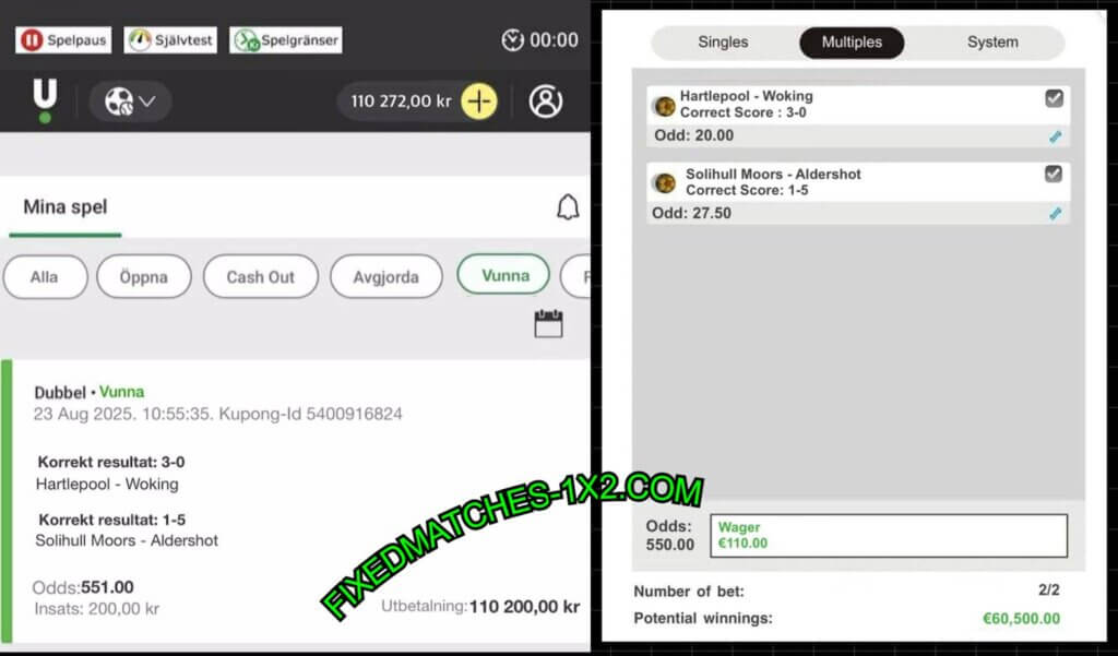 UNIBET CORRECT SCORE FIXED MATCHES BET