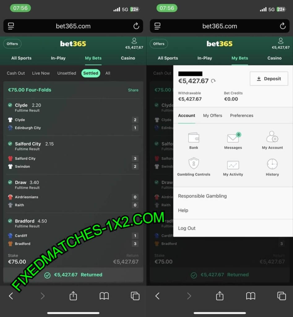 VIP FIXED MATCHES TIPS 1X2