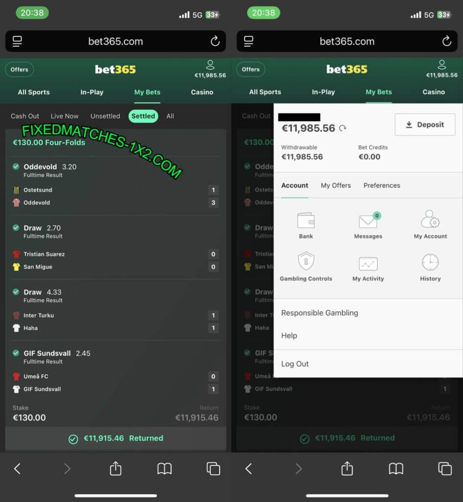 VIP FIXED MATCHES TIPS 1X2