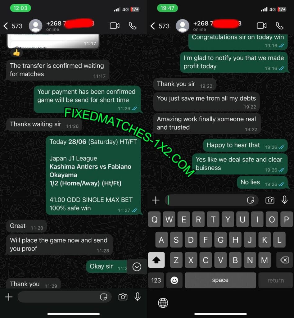 WHATSAPP MANIPULATED FIXED GAMES 1X2