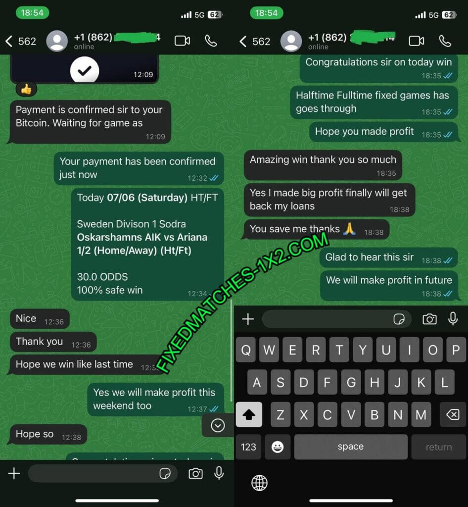 WHATSAPP MANIPULATED FIXED GAMES 1X2