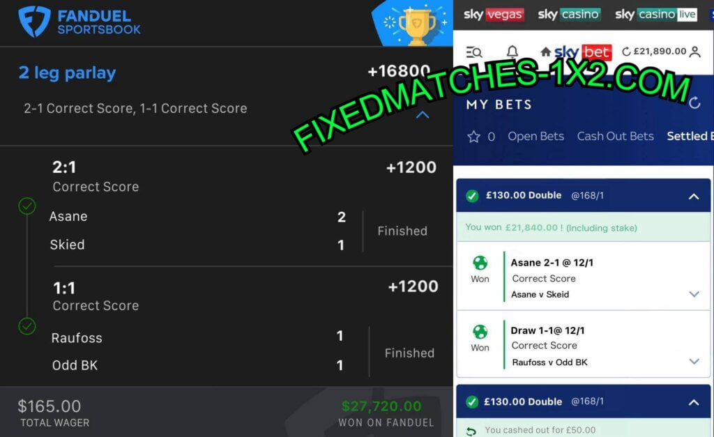 fanduel correct score fixed matches